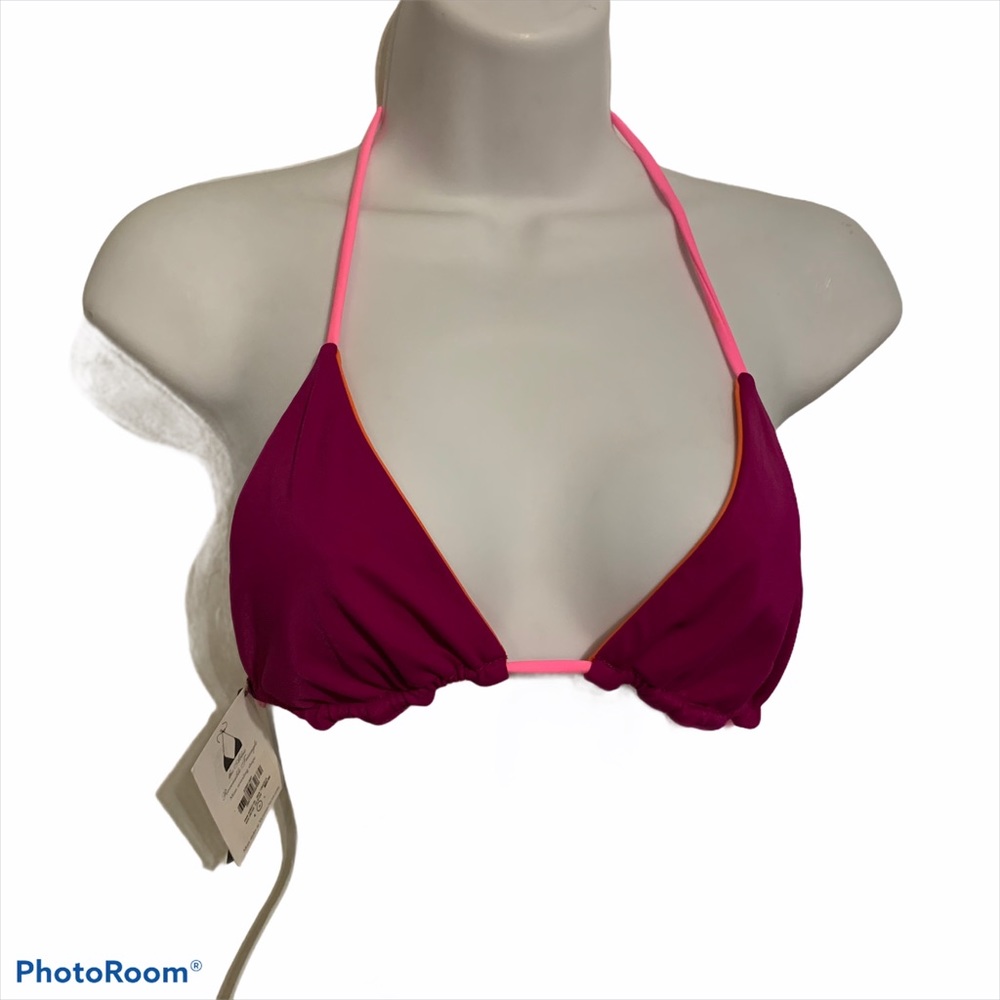 Victoria’s Secret Swim M triangle top Abbie bikini reversible y2k neon vibrant